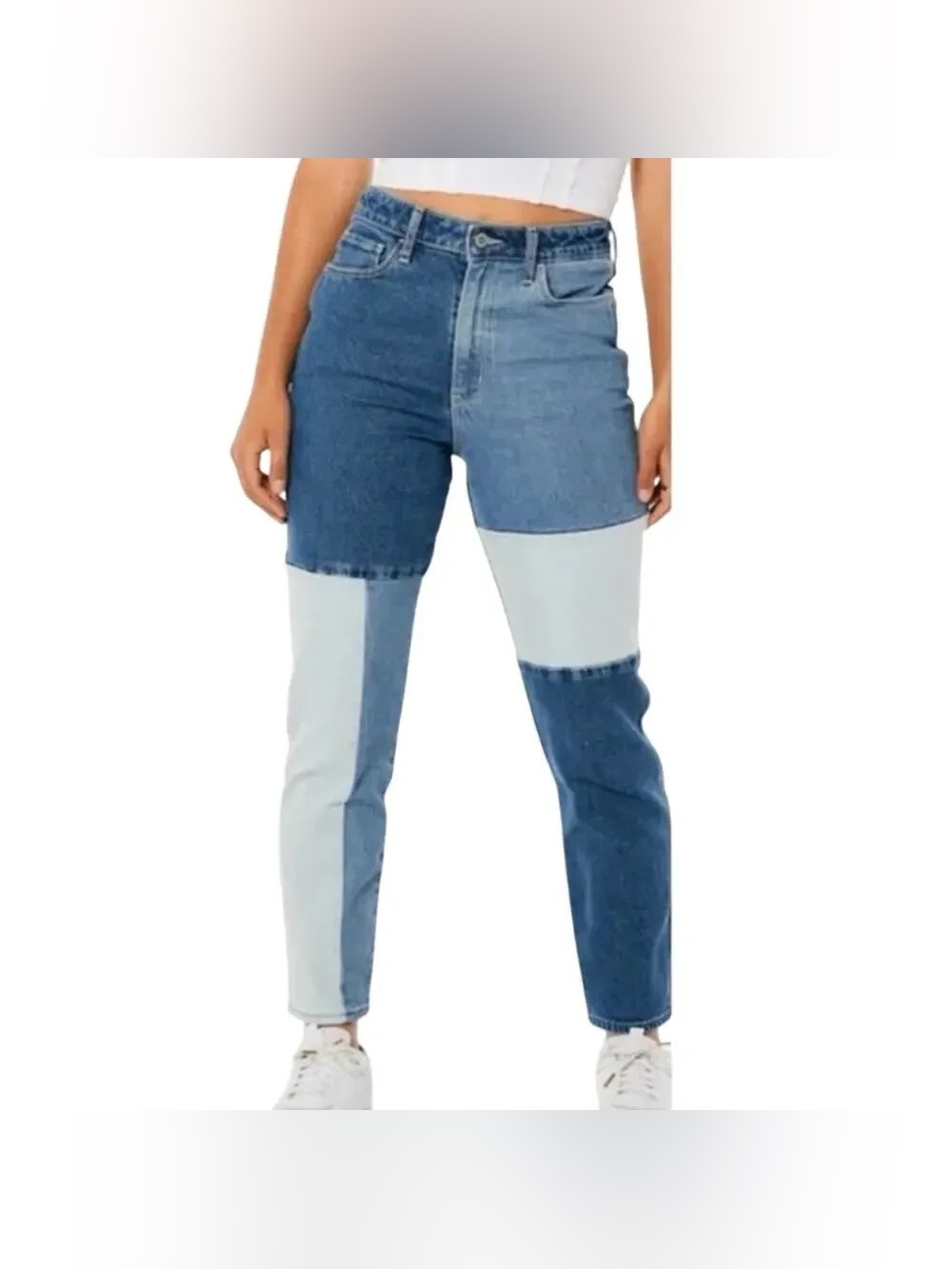 Hollister Ultra High-Rise Mom Jeans with Patchwork Denim